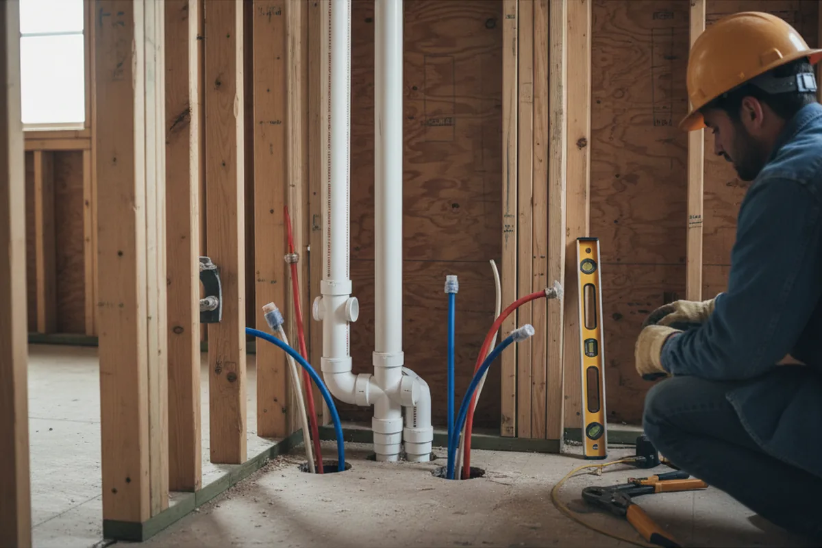 Drain and supply rough-in during Drain Cleaning in Napa