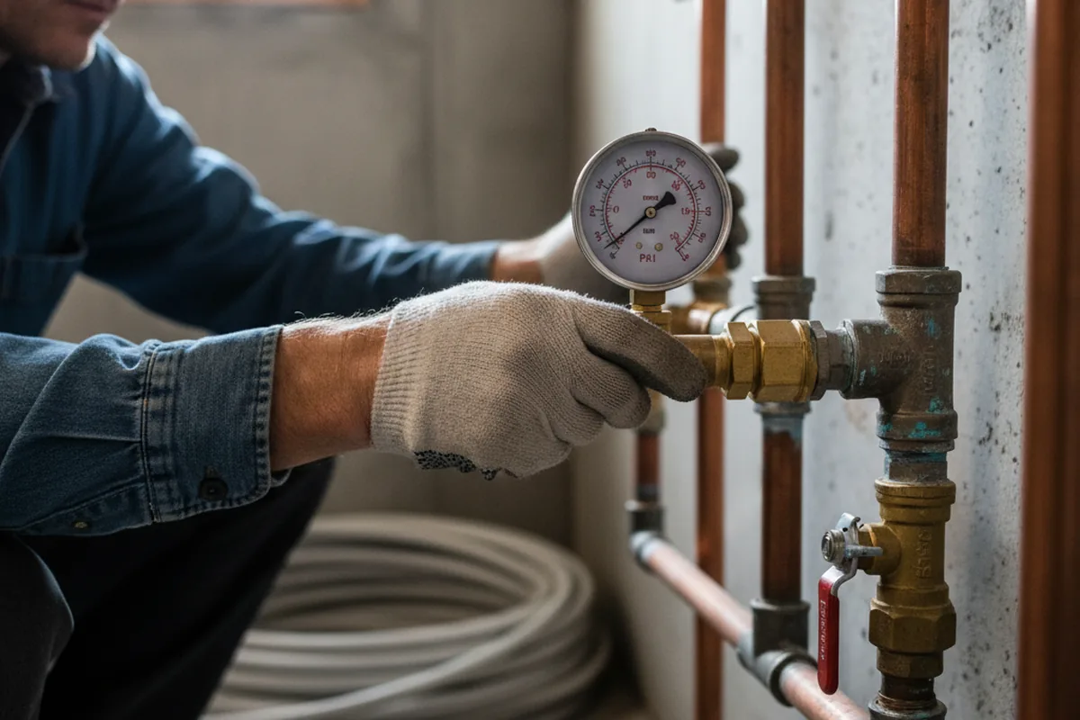 Pressure testing a repaired line during Water Line Repair in Napa
